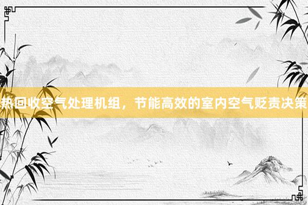 热回收空气处理机组，节能高效的室内空气贬责决策